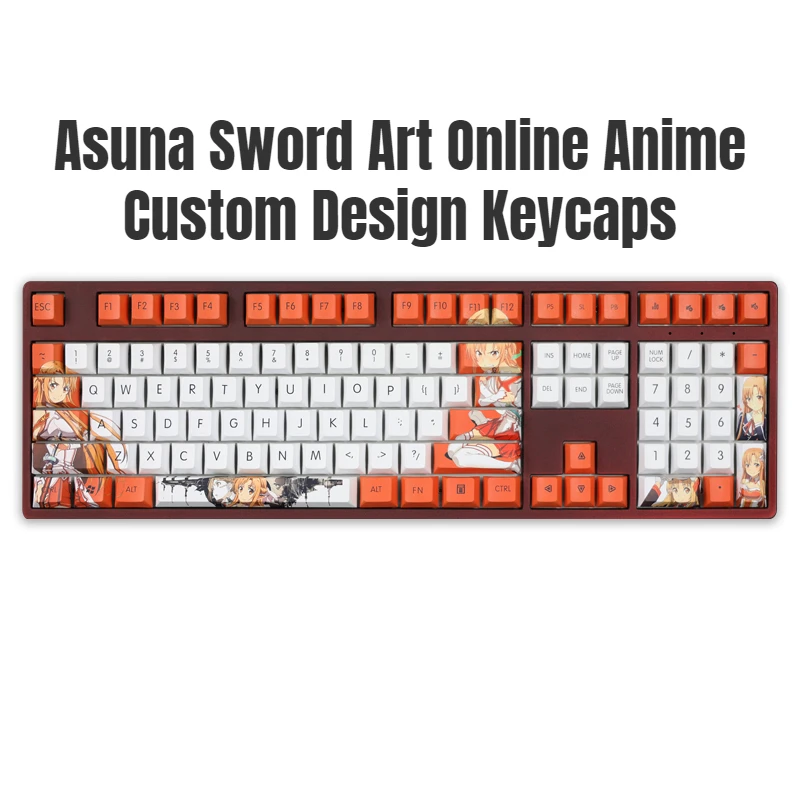 

108 Keys/Set Asuna Sword Art Online Anime Custom Design Keycaps for Mechanical Keyboard MX Switch Japanese Anime Girl Key Caps