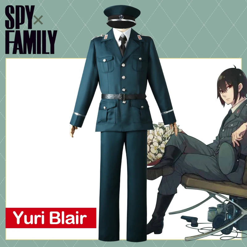 

Костюм для косплея Yuri Briar из аниме «Шпион х», семейный Военный Зеленый костюм, куртка, штаны, головной убор для женщин и мужчин вечерние унифо...
