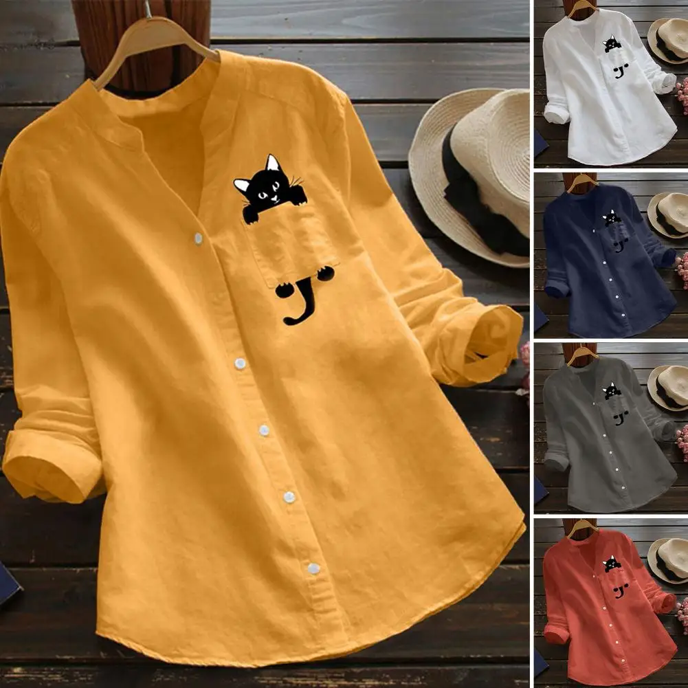 

Cozy Trendy Printed Buttons Shirt Female Women Top Animal Pattern Streetwear