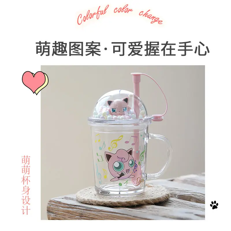 

50ml Pokemon Squirtle Bulbasaur Charmander Jigglypuff Psyduck Anime Cartoon Cute Glass Straw Cup Juice Milk Water Cups Gift