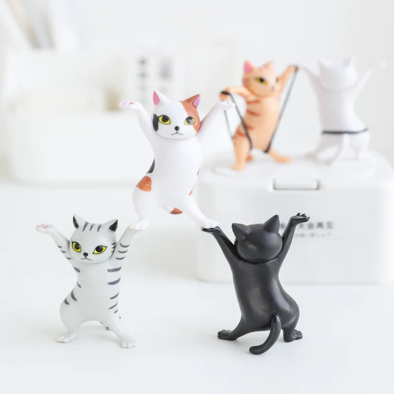 

Cute Kitten Dancing Cat Small Model Desktop Mini Ornaments Hands Up Enchanting Kitten Decorations for Home Office Desktop