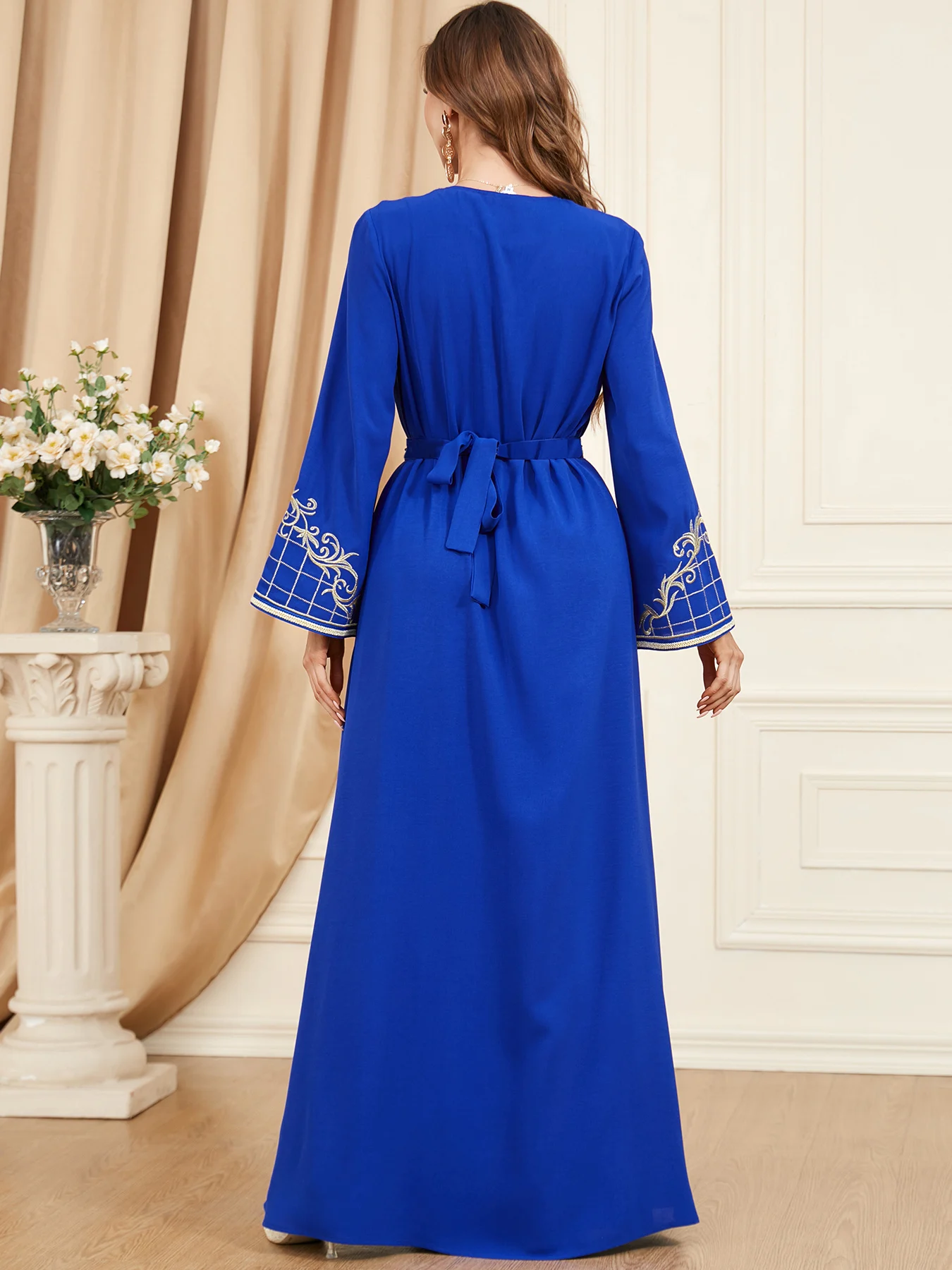 Женское платье-макси в арабском стиле элегантное осеннее платье-трапеция