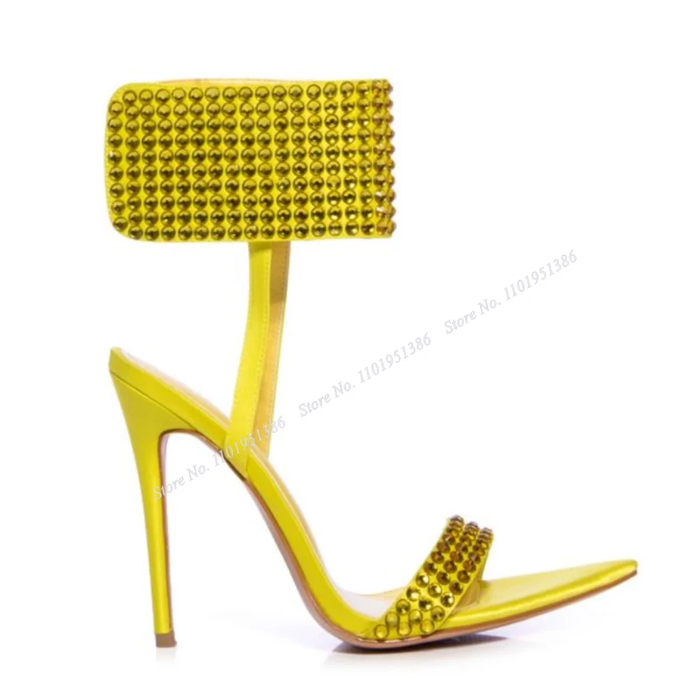 Босоножки Abesire женские с кристаллами однотонные сандалии на тонком высоком