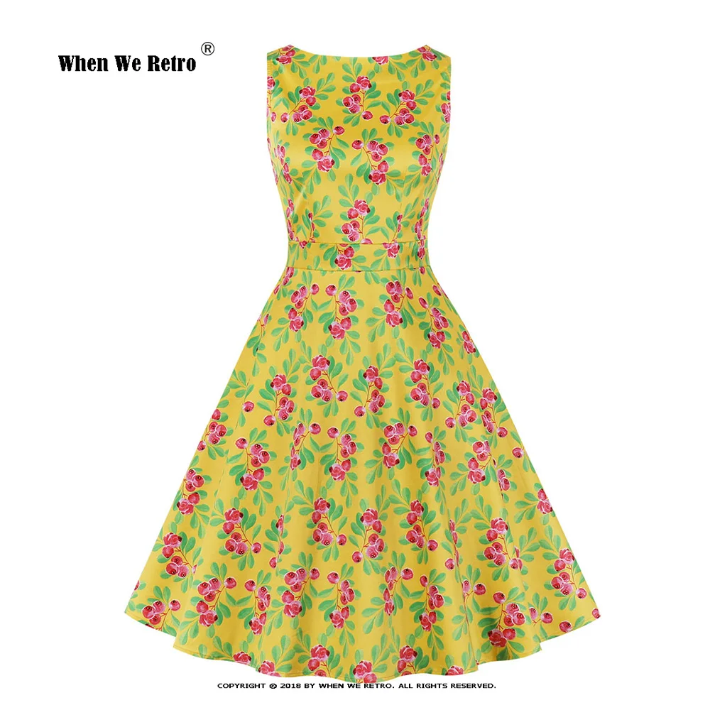 Женское винтажное платье в стиле рокабилли хлопковое трапециевидной формы с