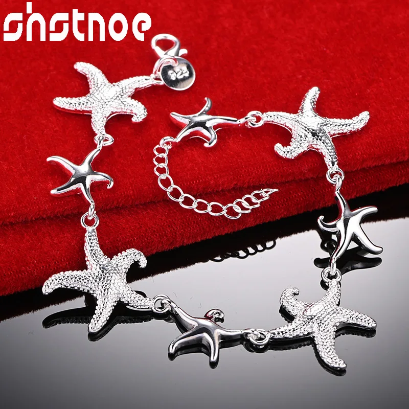 

Женский браслет-цепочка SHSTONE, браслет из серебра 925 пробы с подвеской в виде морской звезды, аксессуары для свадьбы, день рождения, Рождество