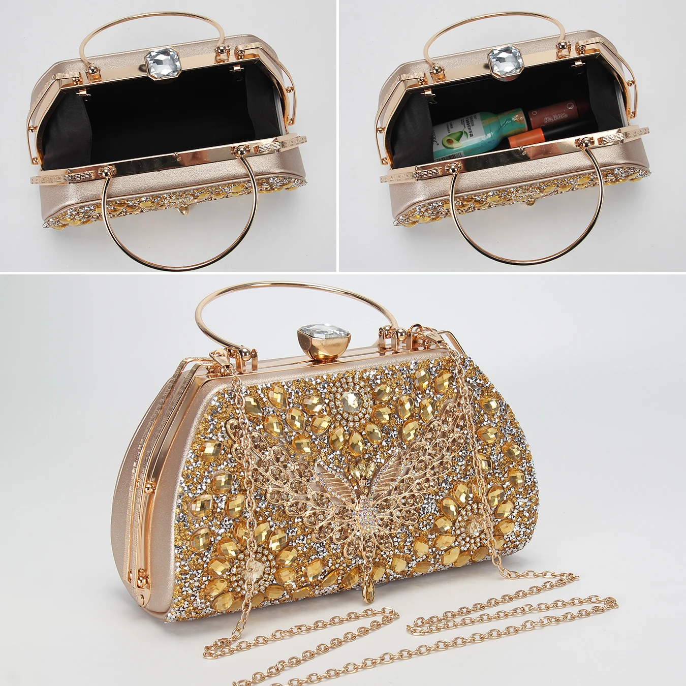 Роскошная вечерняя сумочка с бриллиантами свадебный клатч дизайном бабочки со