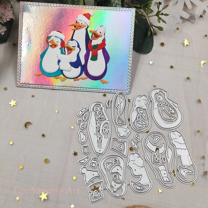 

Penguin Singing Group Metal Cutting Dies 2023 New Stencils for Scrapbooking/Photo Album Decorative Embossing DIY Paper Cards