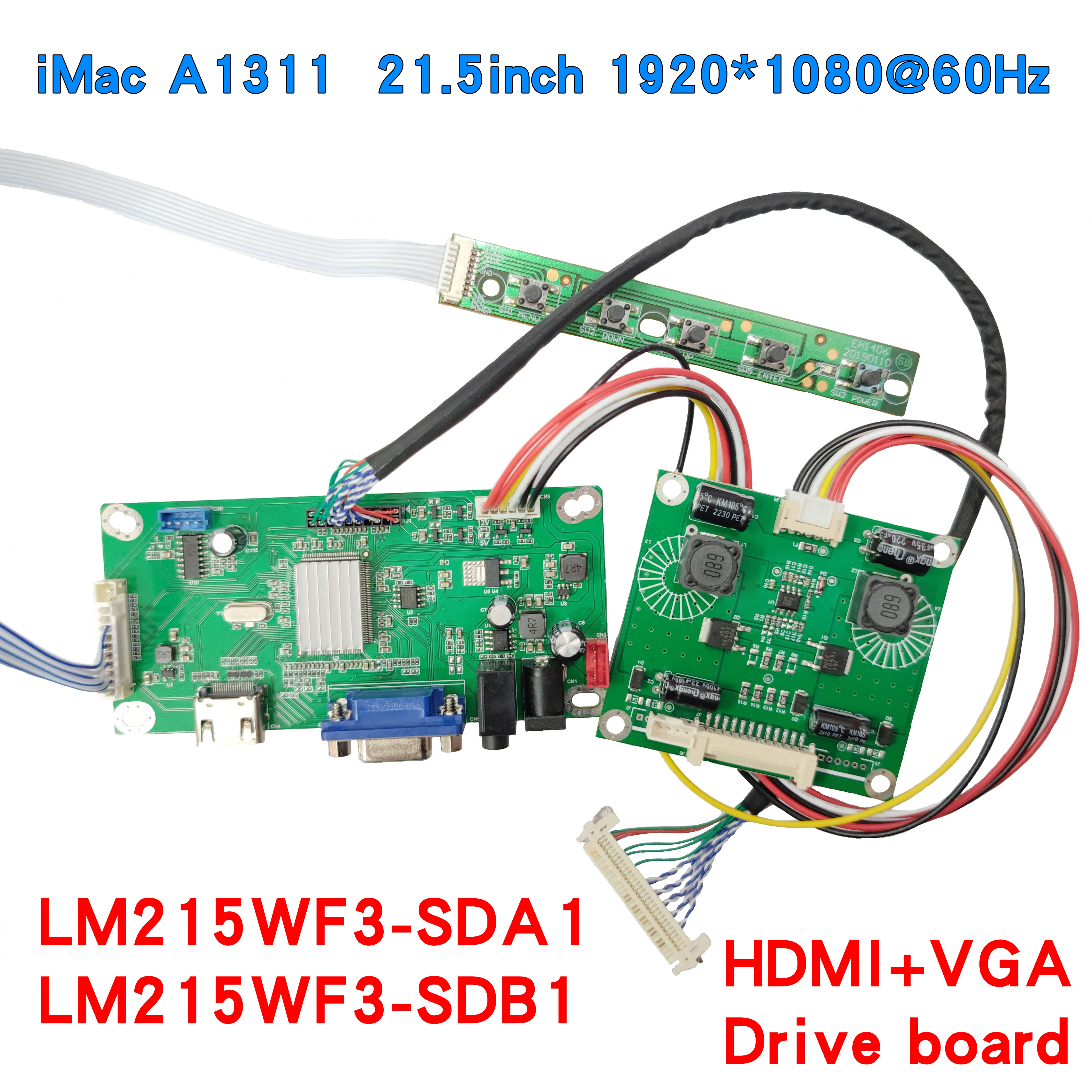 Фото Для iMac 21,5 дюймов A1311 LM215WF3-SDA1 SDB1 плата привода ЖК-экран управления материнская плата DIY дисплей HDMI VGA 1920*1080 30Pin eDP №1