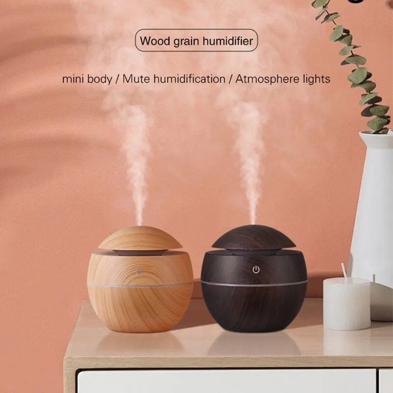 Mini Home Wood Grain Air Humidifier Electric Air Aroma Diffuser Purifier USBUltrasonic Cool Mist Sprayer Essential Oil Fragrance