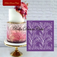 plantain leaf pattern mesh stencils diy royal cream mould fabric cake border template for wedding cake decorating tools bakware