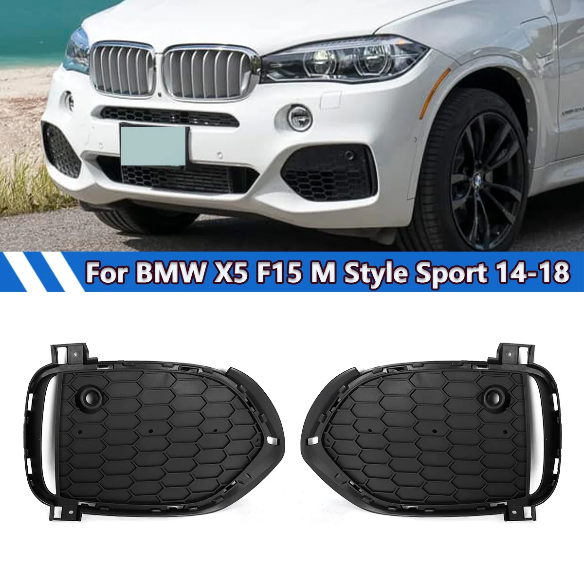 Фото Magickit для BMW X5 F15 2014-2018 xDrive35d 35i 50i M Sport, накладка на передний бампер под противотуманную фару, 51118064635, 51118064636 №1