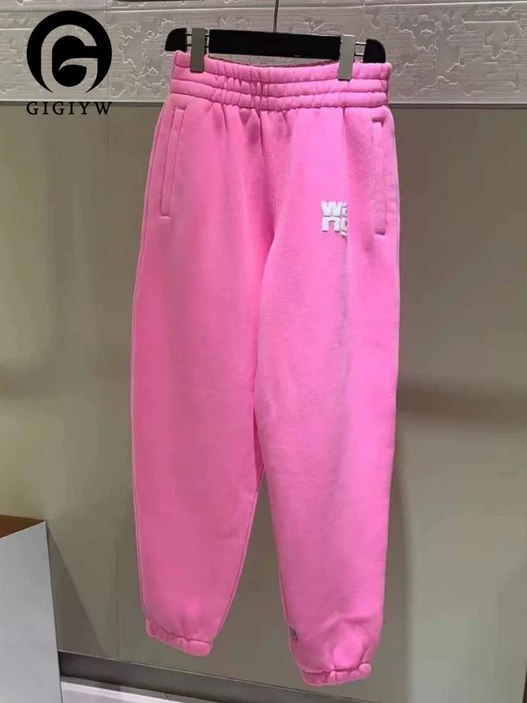 

Женские свободные брюки GIGIYW, повседневные широкие брюки с эластичным поясом и буквенным принтом, летние брюки для бега, 2022