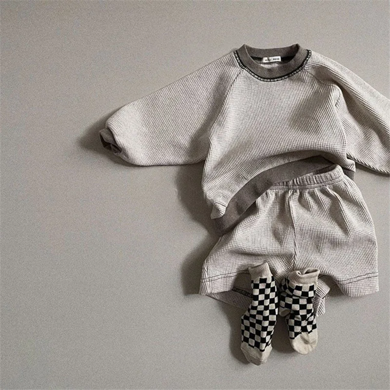 Spring New Children Casual Pullover + Pants 2pcs Suit Boys Girls Long Sleeve Sport Clothes Set Kids Sweatshirt Set Baby Outfits