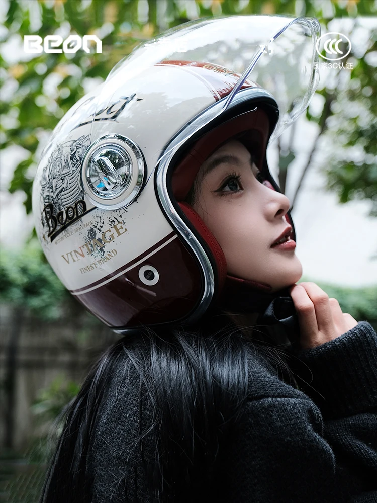 Мотоциклетный шлем BEON B108A, винтажный мотоциклетный шлем с открытым лицом, 3/4
