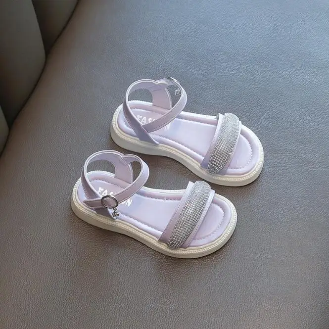 Сандалии для девочек 2022 Детские Модные летние новые туфли принцессы с блестками