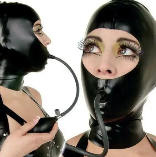 

Gummi Rubber Mask Latex Schwarz Hat, Schwarze Mask Cosplay Party XS-XXL