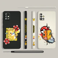 anime pikachu cool for samsung galaxy a73 a53 a33 a52 a32 a22 a71 a51 a21s a03s a50 4g 5g liquid left rope phone case capa cover