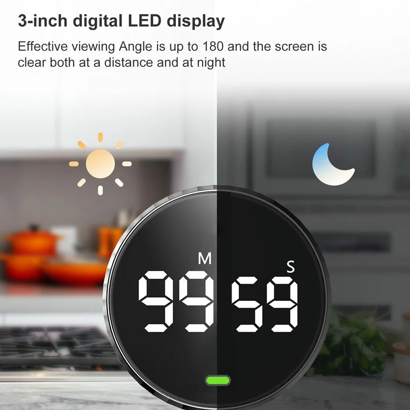 

Magnetic Kitchen Timer LED Digital Timer Manual Countdown Timer Alarm Clock Cooking Shower Study Fitness Stopwatch Time Master