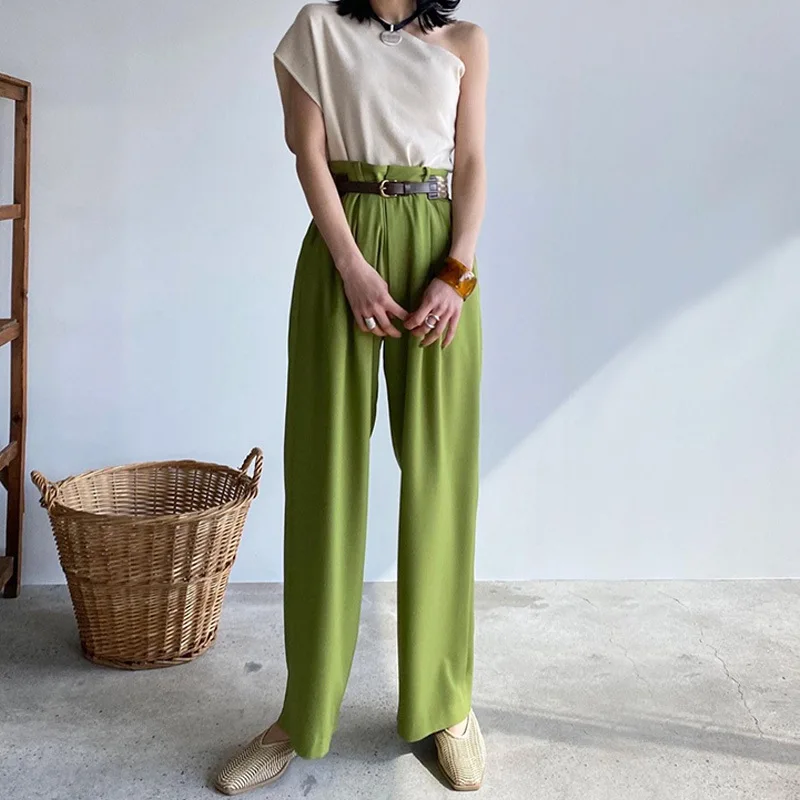 Casual Pants Women Spring and Summer High Waist Thin Wide-leg Pants Vertical Feeling Straight Suit Pants Long Pants