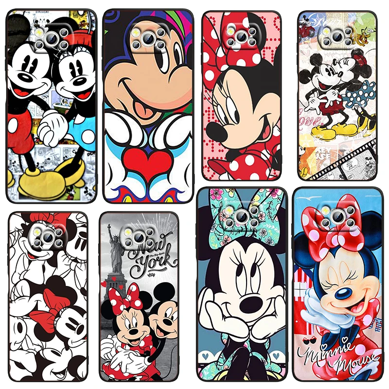 

Disney Minnie Mickey Mouse Phone Case For Xiaomi Civi Mi Poco X4 X3 NFC F4 F3 GT M4 M3 M2 X2 F2 Pro C3 4G 5G Black TPU Fundas