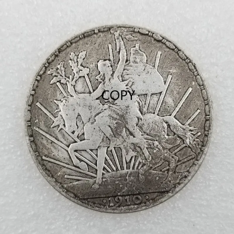 

Mexico 1910 Silver Plated Commemorative Collector Coin Gift Lucky Challenge Coin COPY COIN
