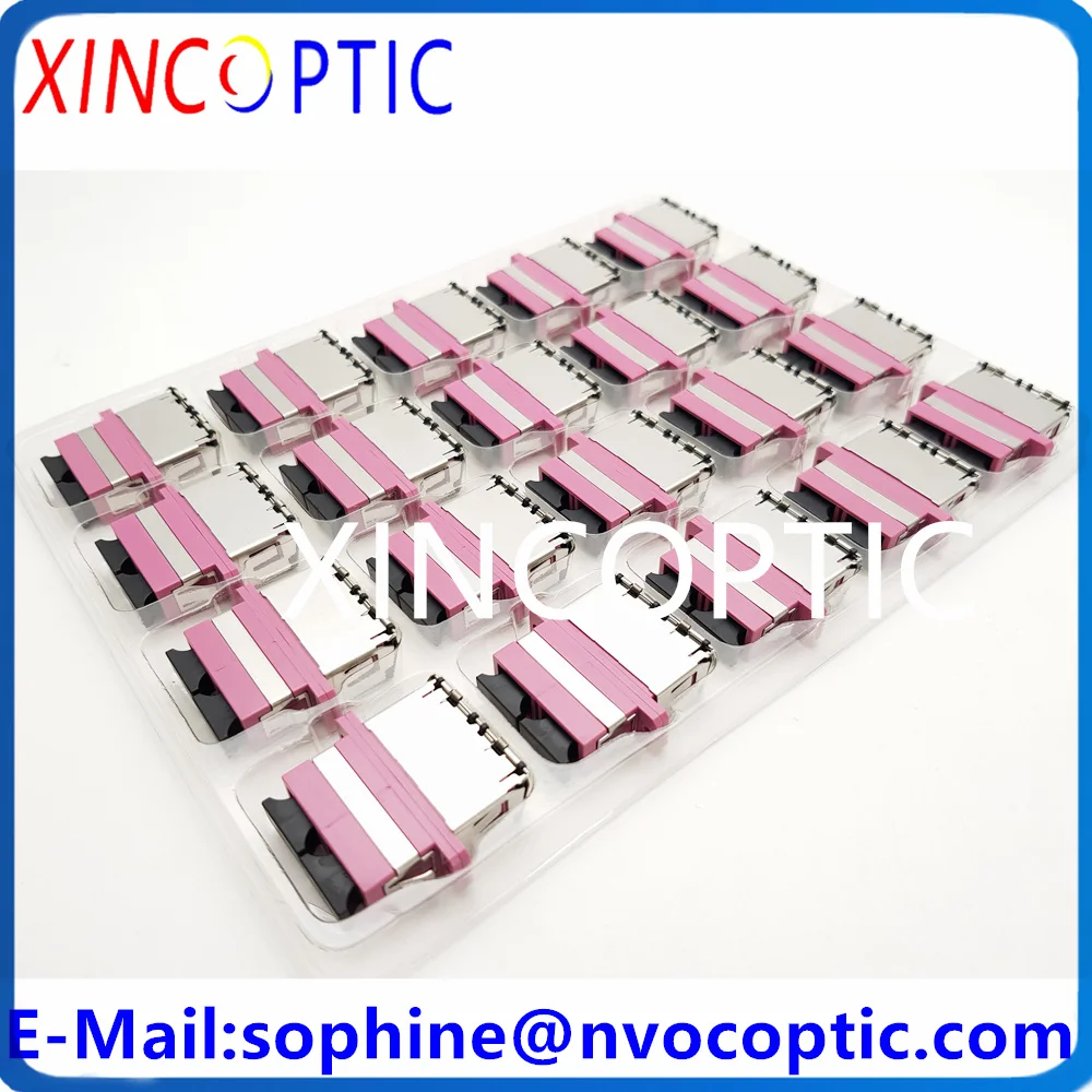 200 шт. SCUPC DX MM розовый OM4 50/125 металлический откидной соединитель SC-SC дуплексный