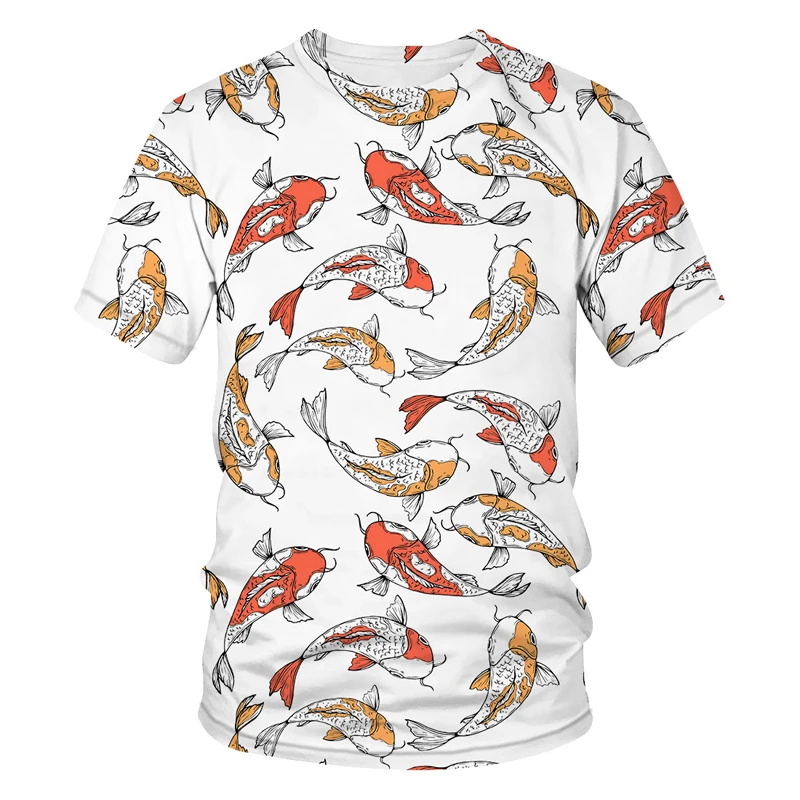 

Новинка 2023, крутая футболка с 3D принтом Харадзюку кои, мужские/женские летние топы с коротким рукавом, футболки, модная футболка с животными, Лидер продаж