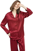 yunfreesilk womens classic silk pajama set luxury sleepwear loungewear ladies pj set long sleeve comfy two piece with button fr