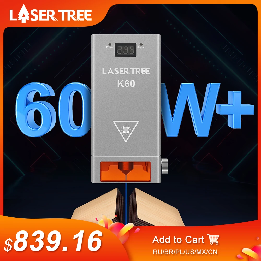 LASER TREE K60 60 Вт оптическая мощность лазерная головка регулируемый 20 Вт/40 модуль