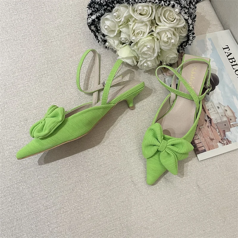 

Butterfly-knot Female Casual Outdoor Slides Slingback Women Slippers Pumps Shoes Elegant High Heels Sandals Mules For Ladies