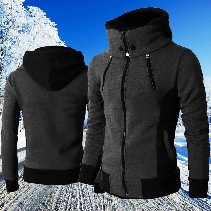 

2022 Men's Jacket Zipper Lapel Long Sleeve Jacket Casual Coats New Trend Fashion Hooded Hoodies Tops Male Coat