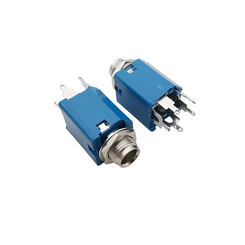 Фото PJ-612A Audio Jack 6.35mm 1/4inch Female Socket 3/5 Pin Stereo Audio Microphone Guitar TRS Plugs Connector Nut Panel Mount №4