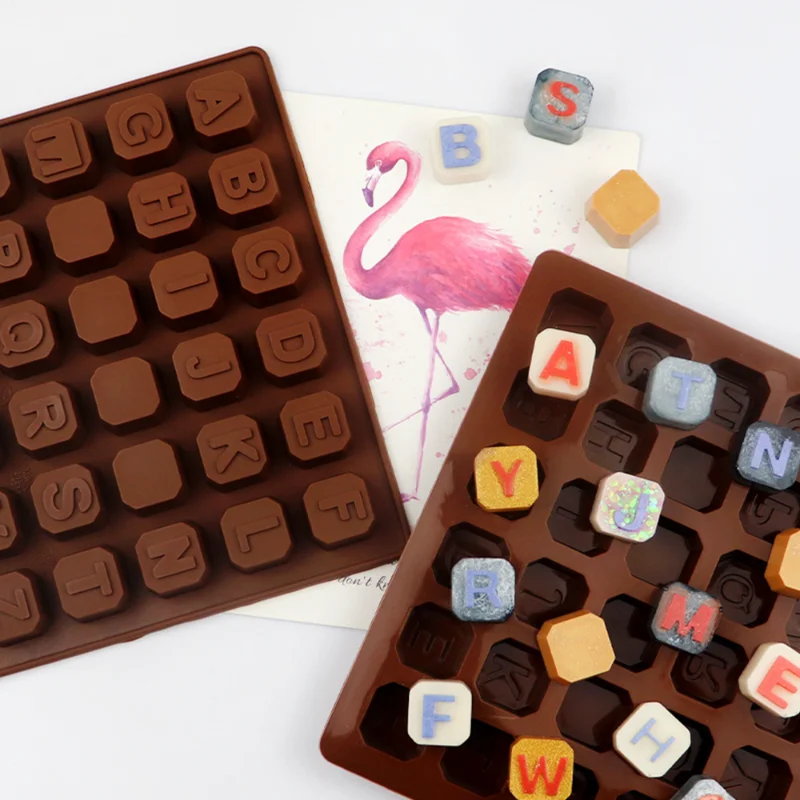

Silicone Mold 26 Letters of The Alphabet Cake Decorating Square Chocolate Mold Cooking Tool Bakeware DIY Wedding Decoration
