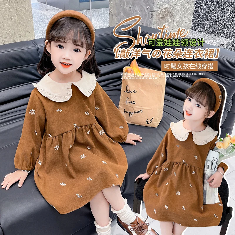 Платье для девочек на весну и осень платье с длинным рукавом кукольным