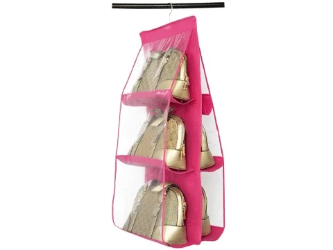 

6 cavity Practical Cabinet Inside Bag Hangers/Organizer (Pink)