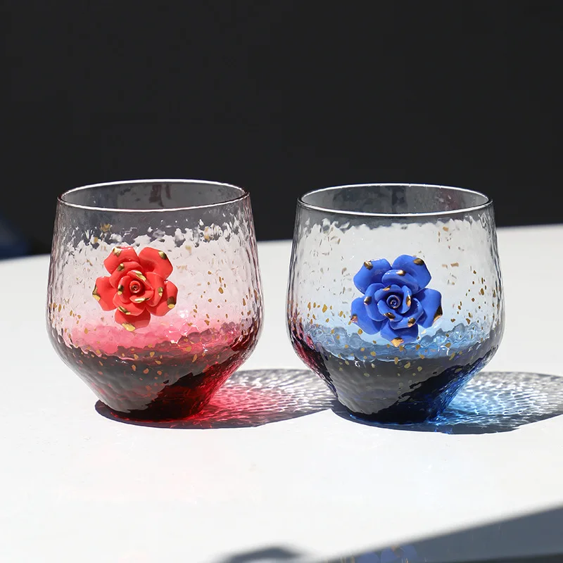 

Креативная стеклянная кружка ручной работы с цветочным узором Звездная Хрустальная чашка молоток узор Коктейльная кружка для кофе молока ...