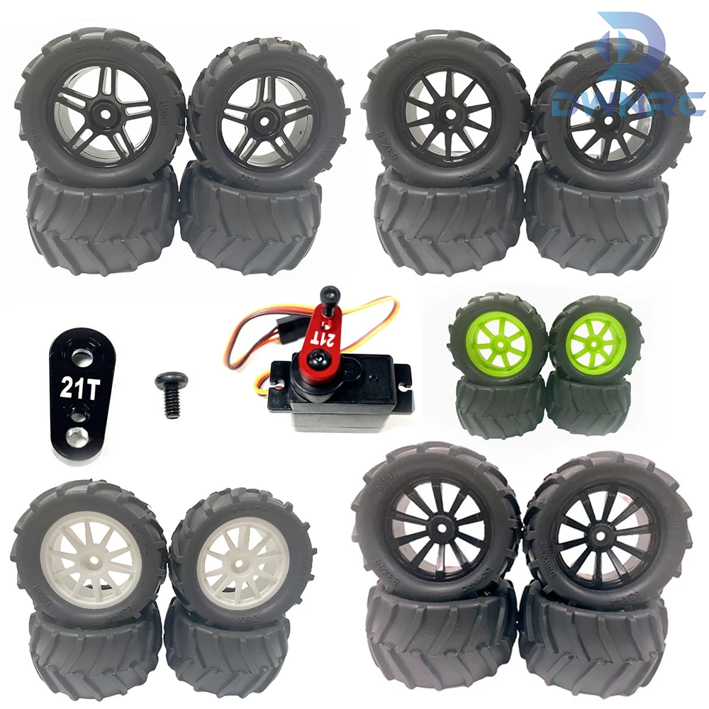 

DWNRC Wider, Softer, More Grip FORTRESS' Tire Set Glued (Black) Square Studded Tires for ARRMA1/18 Buggy ARA2102 Tire Upgrade