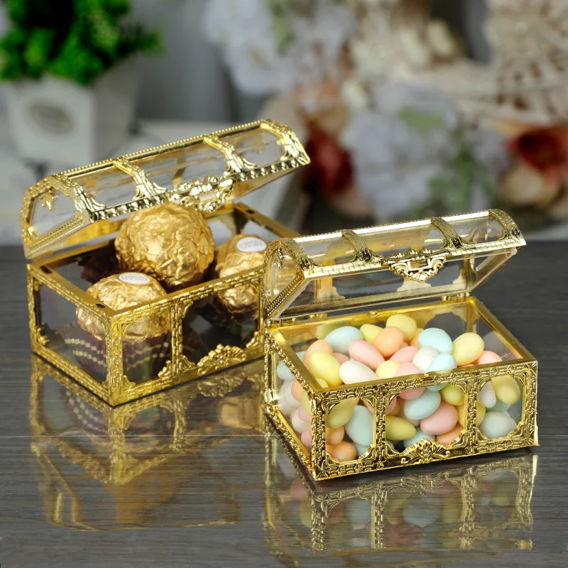 

2 шт. мини пластиковая коробка для конфет упаковка Золотая подарочная коробка Свадебная вечеринка десерт стол декор конфеты Декор коробка д...
