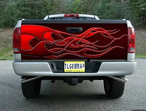 

Графическая виниловая наклейка с изображением Красного пламени для задней двери графическая наклейка графическая F150 F250 F350 Ram Silverado Sierra Tundra ...