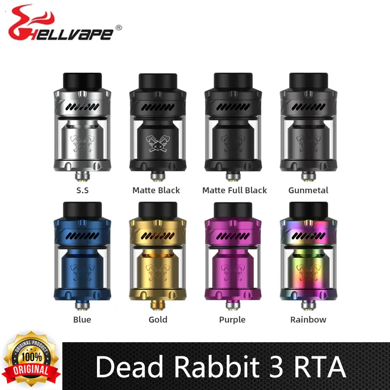 

Оригинальный атомайзер Hellvape Dead Rabbit 3 RTA, стеклянная трубка 3,5 мл/5,5 мл, двойная катушка, верхнее наполнение, 25 мм, резьба 510, электронная сигарета