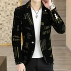 Новинка 2022, модный мужской повседневный изысканный деловой костюм в студенческом стиле с надписью, блейзеры, куртка, пальто