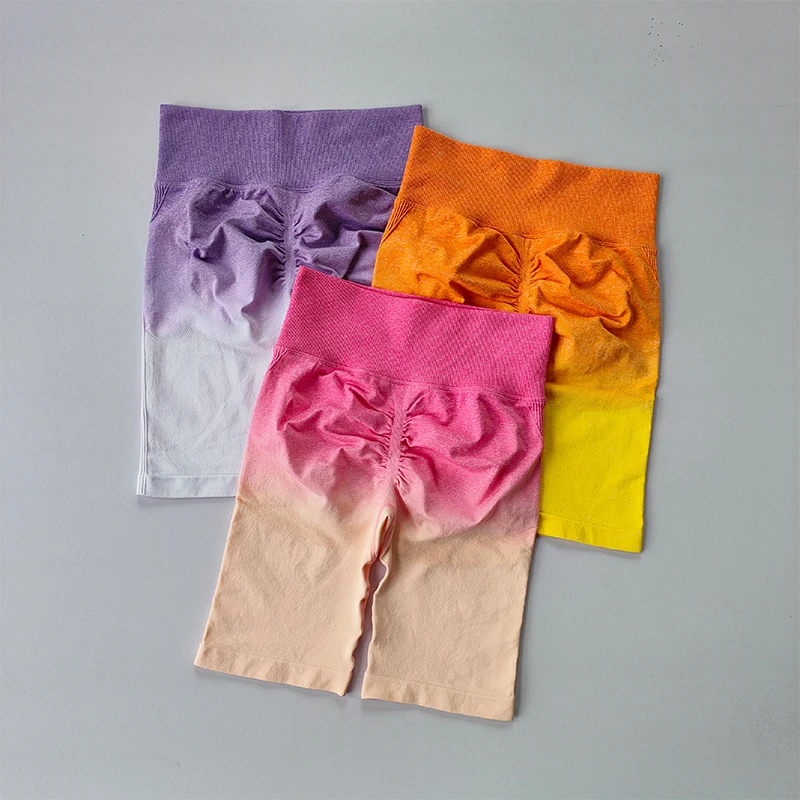 

Seamless Peach Hip Fitness Shorts Pants Women Sports Tight Hip Running Quick Dry Lifting Capris High Waist Seamless Yoga Shorts