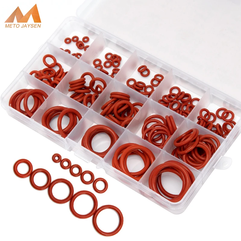 

150PCS VMQ High Pressure Sealing Silicone O-rings Red OD 6mm-30mm CS 1.5mm 1.9mm 2.4mm 3.1mm Gasket Replacements Assortment Kit