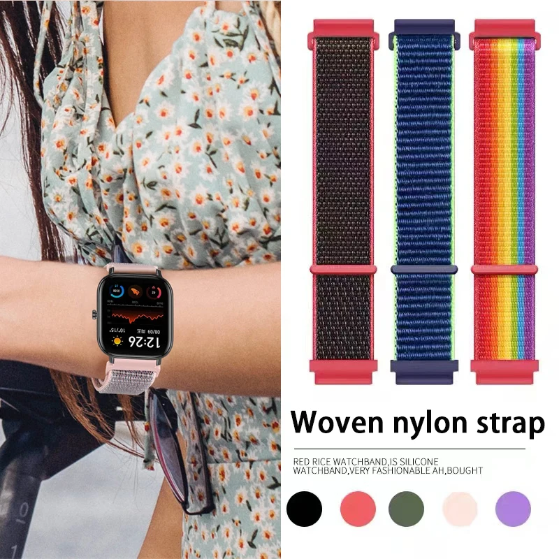 

Спортивный нейлоновый ремешок для Amazfit GTS 4/3/2/2e Mini/GTR 4/2/2e/3/3 Pro/stratos 2/3 correa 20 мм/22 мм браслет bip-U-S-Легкий ремешок