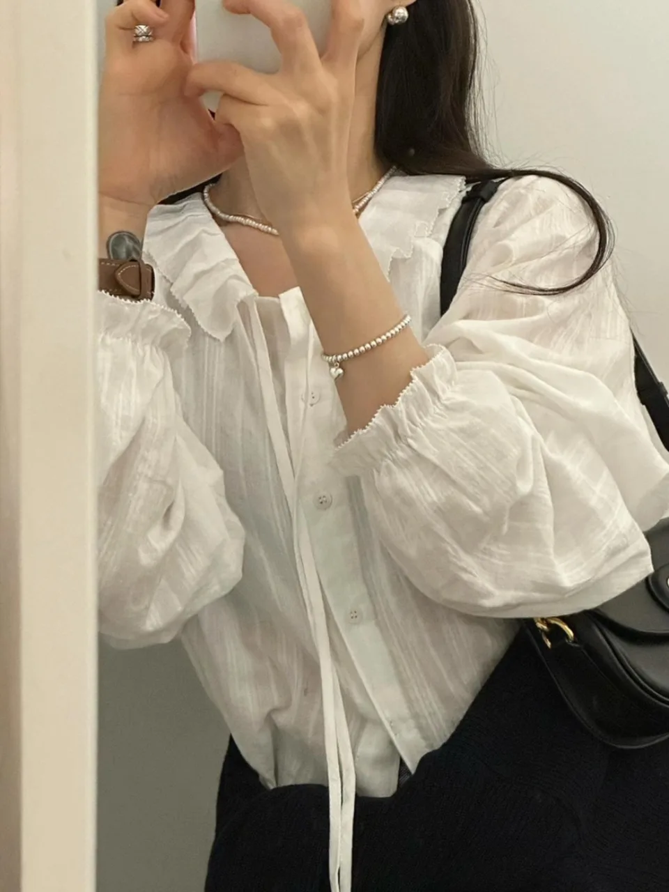 Шикарная осенняя однобортная рубашка из хлопка и жаккардовой ленты Южной Кореи с