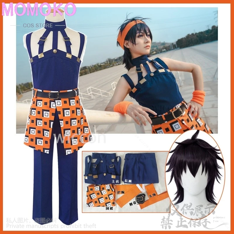Аниме Jooj Adventuree Косплей Костюм Ghirga Narancia Топ Брюки Фартук Полный комплект Костюмы