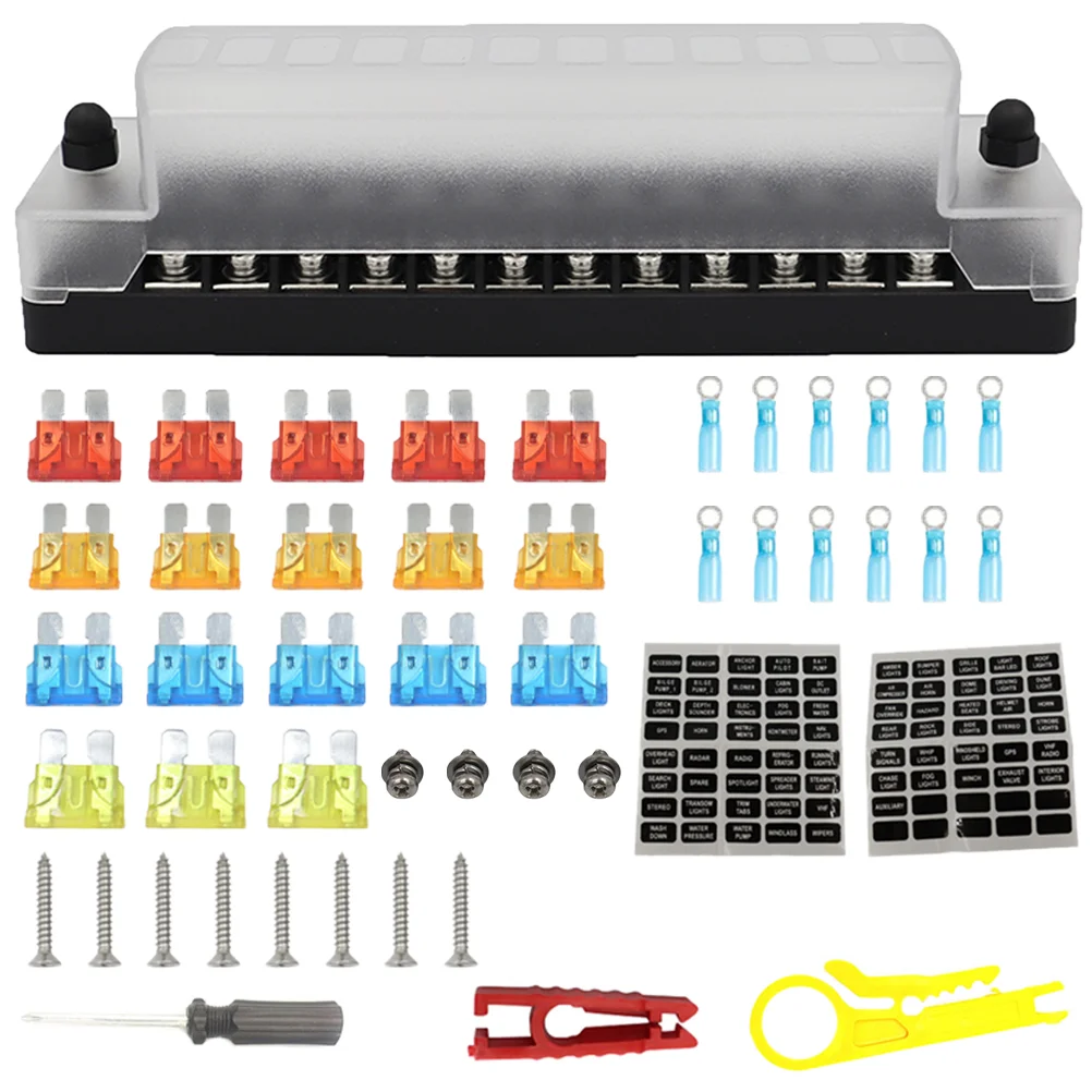 

1 Set Fuse Box 12-way Fuse Box Fuse Block Box Holder Fuse Holder Box Car Circuit Fuse Box For Car Marine