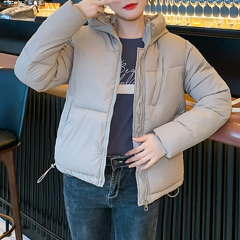 Women Winter Casual Simple Coat Short Parkas Outerwear 2023 Korean Jacket Thicken Warm Hooded Down Cotton Jacket Female Overcoat
