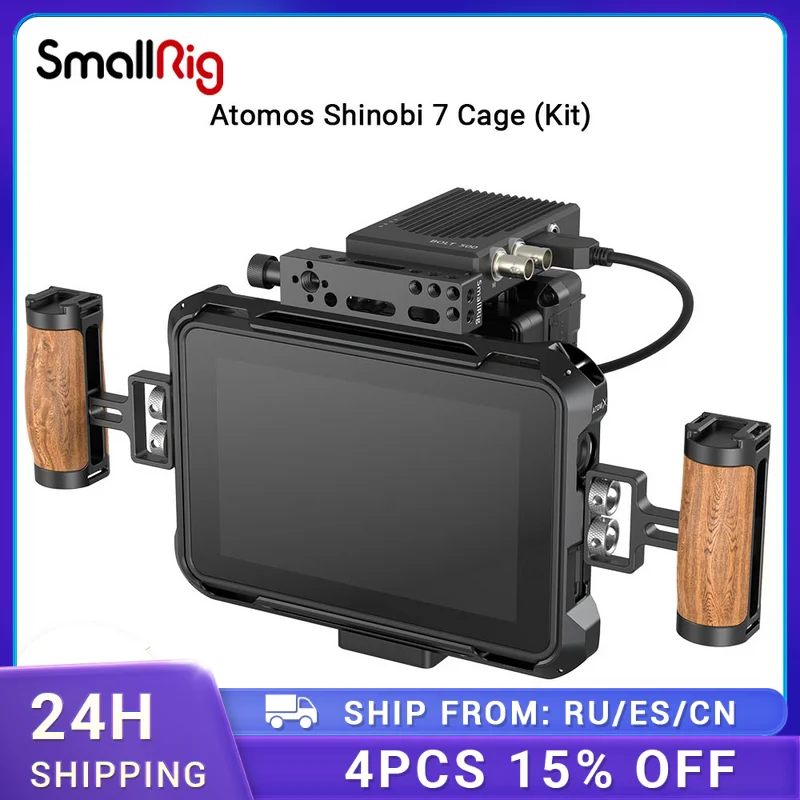 

SmallRig Atomos Shinobi 7 Monitor Cage Kit Camera Cage with Screen Protector Sunhood DSLR On-Camera Monitor Rig Kit 3456