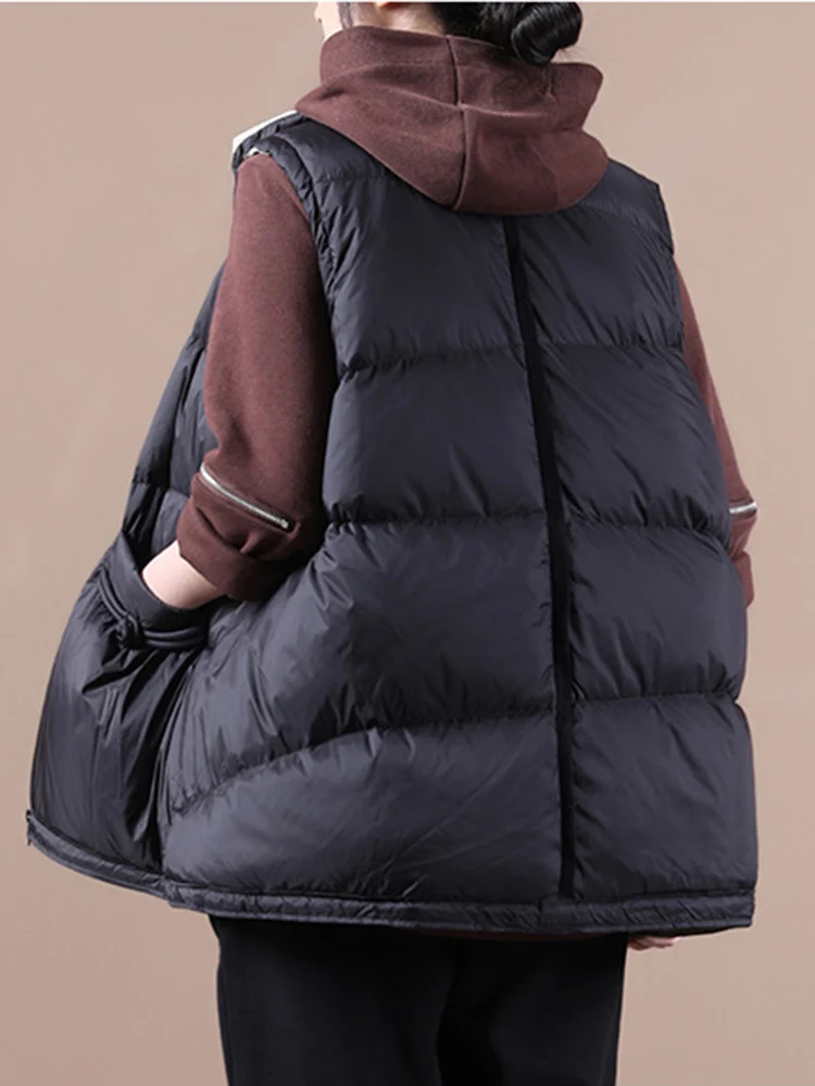 SEDUTMO Winter Vintage Duck Down Vest Women Oversize Waistcoat Autumn Casual Pocket Jacket Basic Parkas ED1786